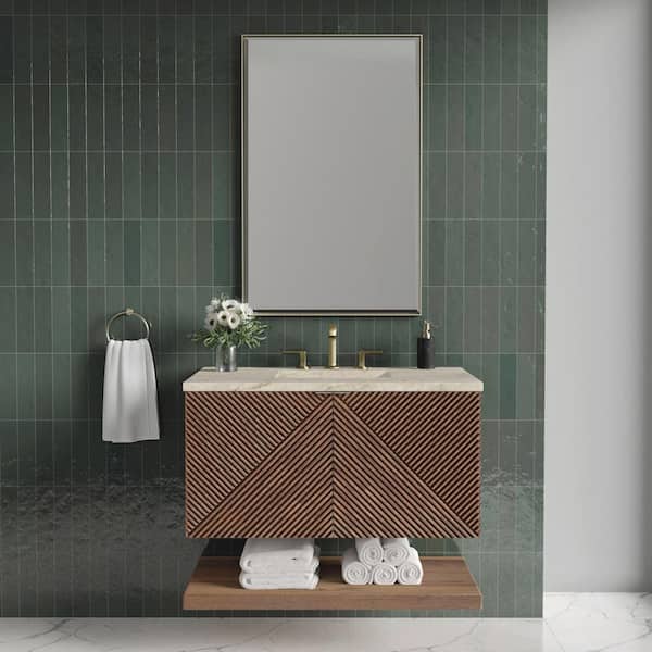 Marcello 36.0 in. Single Bath Vanity in Chestnut with Tajnar Engineered Composite Top