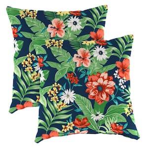 18 in. L x 18 in. W x 4 in. T Square Outdoor Throw Pillow in Natalia Alpine (2-Pack)