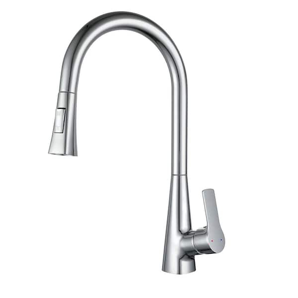 Cadeninc Single Handle Deck Mount Pull Down Sprayer Kitchen Sink Faucet