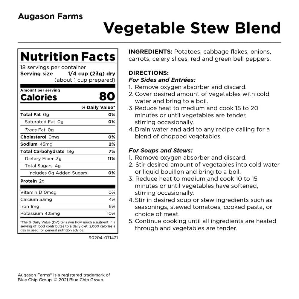 14.6 oz Gluten-Free Vegetable Stew Blend in Resealable Pouch