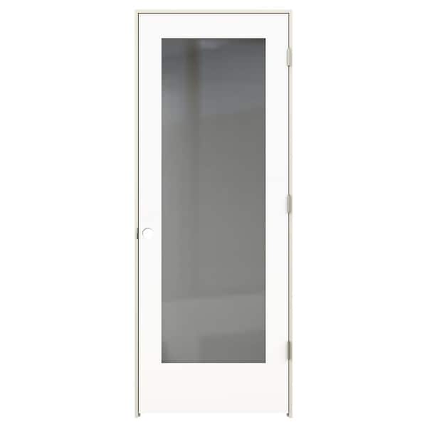 JELD-WEN 28 in. x 80 in. Tria Left-Hand Mirrored Glass Modern White Molded Composite Single Prehung Interior Door