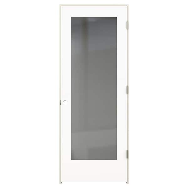 JELD-WEN 30 in. x 80 in. Tria Modern White Left-Hand Mirrored Glass Molded Composite Single Prehung Interior Door