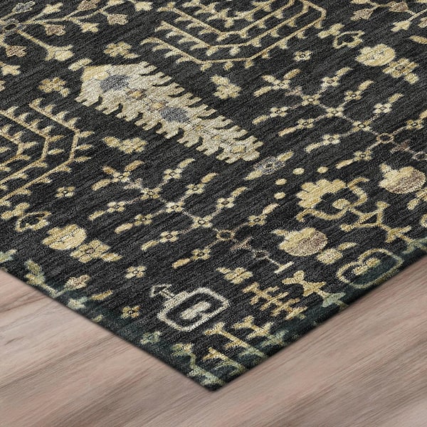 Chantille Machine Washable Indoor/Outdoor Abstract ACN3118 Black 2 ft. x 7 ft. Runner Rug