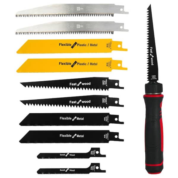10 in. 1 Multi Blades Hand Saw with Quick Blade Change Mechanism for Cutting Drywall Wood Metal Plastic
