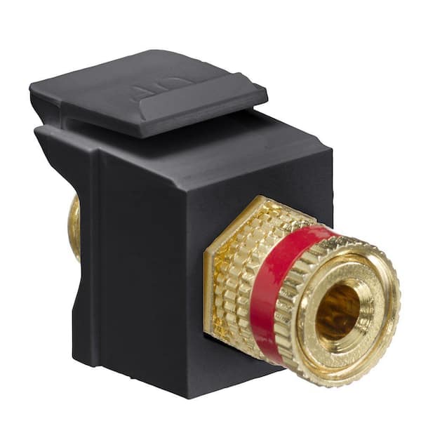 Leviton QuickPort Binding Post Connector with Red Stripe, Black