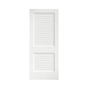 30 in. x 80 in. x 1-3/8 in. White Finished Flat Louver Solid Core Wood Interior Slab Door