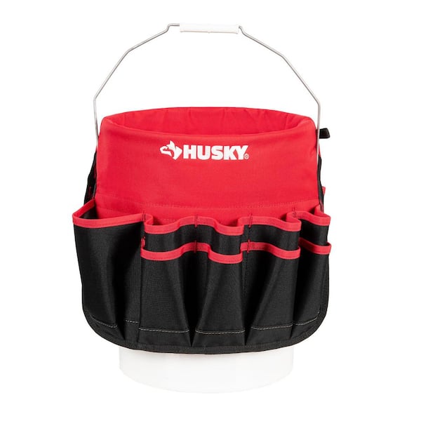 12 in. 30-Pocket Red Bucket Jockey 5 Gal. Bucket Storage Tool Bag