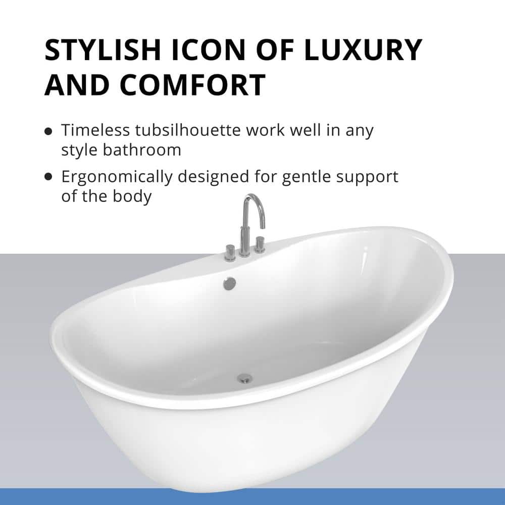 Caspian 66" White Acrylic Freestanding Bathtub