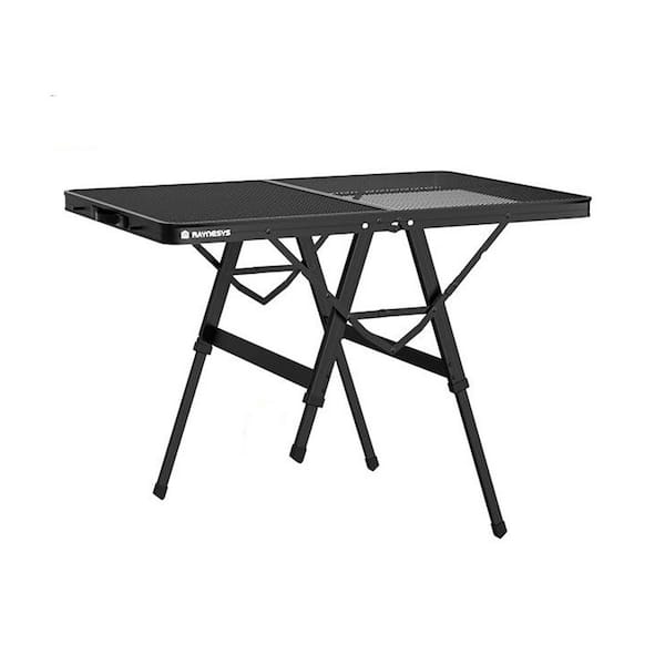 Foldable 23.6 in. Aluminum Rectangle Aluminum Picnic Tables Table Only without Umbrella Hole Adjustable Height