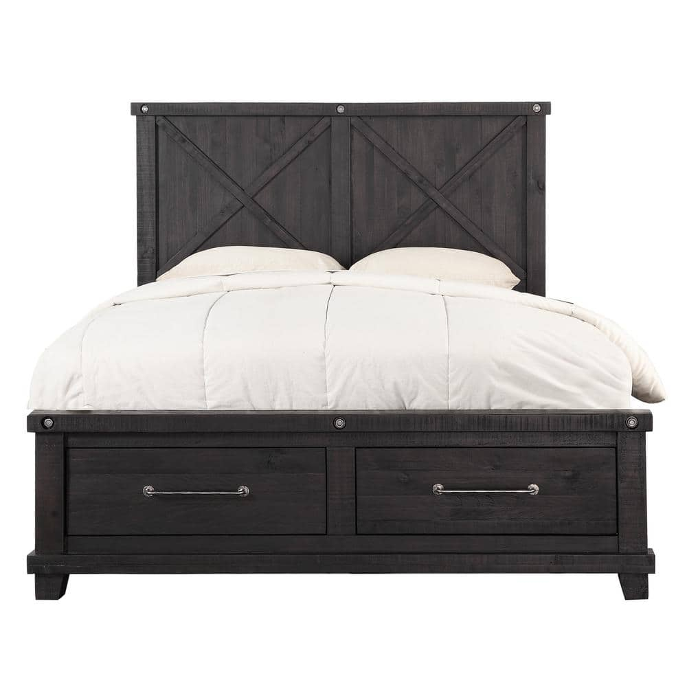 Featured image of post Black Wooden Bed Frame With Drawers