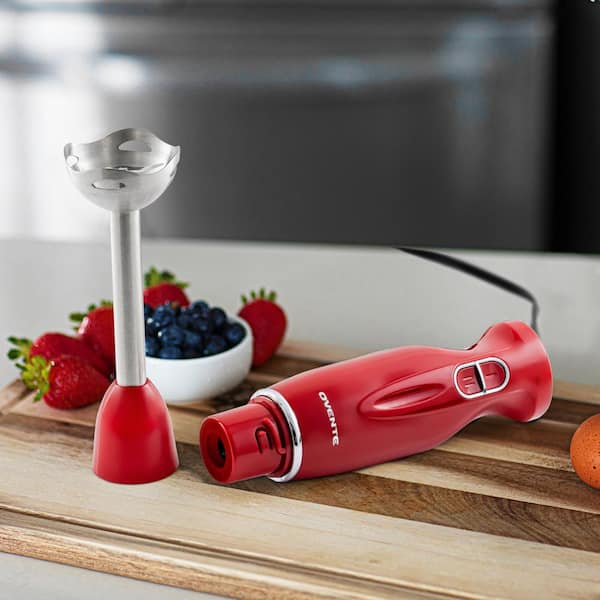 Ovente HS560W Immersion Electric Hand Blender with Stainless Steel Blades & Easy Grip Handle White