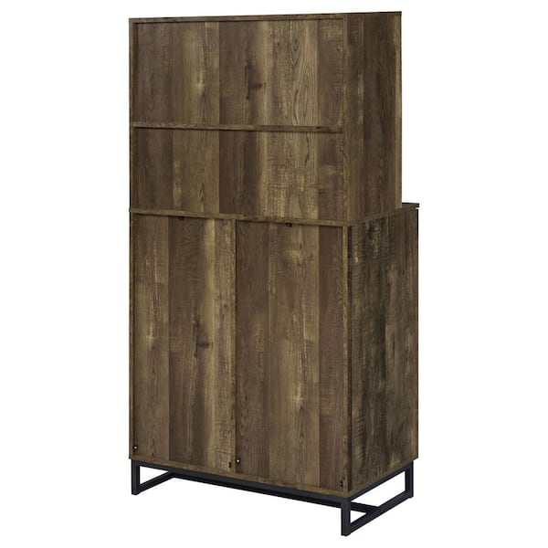 Ameriwood Home Concord Contemporary/Modern Reclaimed Oak Metal Curio Cabinet with Wine Storage