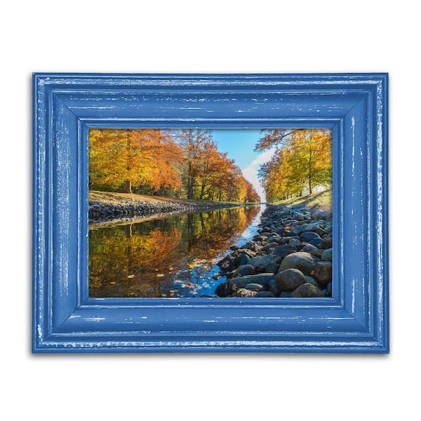 Furniture Pipeline 3 in. x 5 in. Classic Edition Lake Blue 1.5 in. Thick Picture Frame