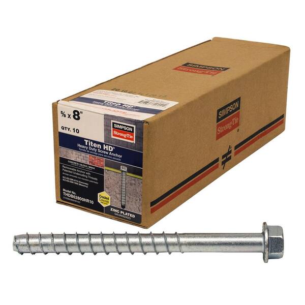 10 Per Box Simpson Strong Tie THDB62600HR10 Titen HD 5/8 X 6 Heavy-Duty ...