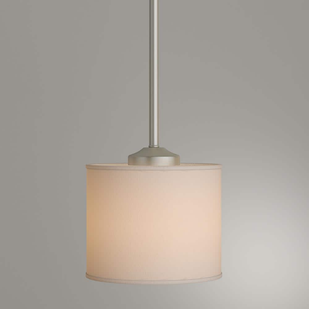 Brushed Nickel Mini Pendant with Off-White Linen Shade
