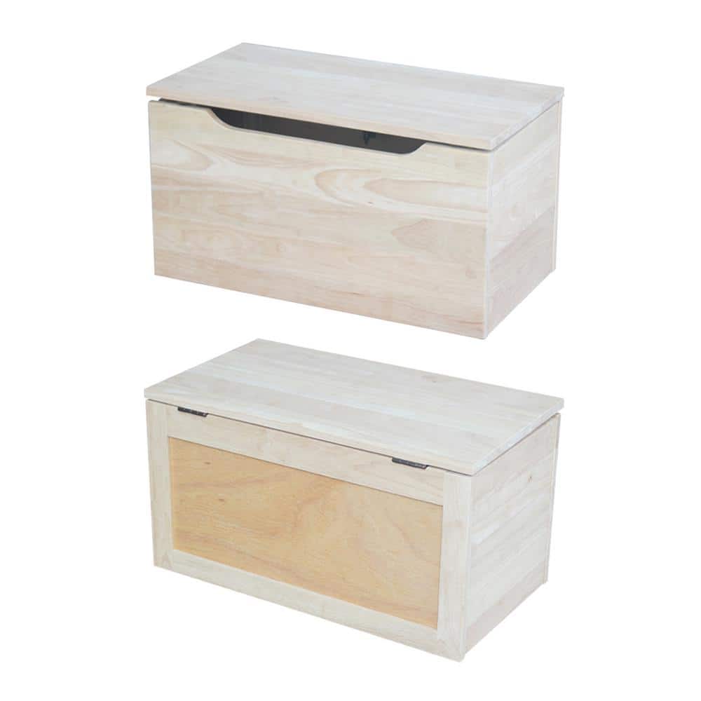 Unfinished Solid Wood Kids Toy Storage Bench 22"