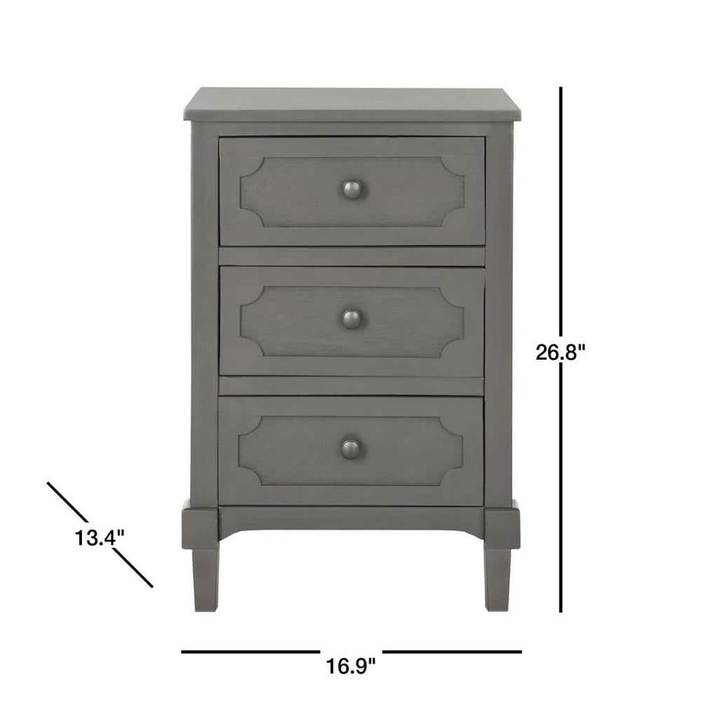 Gray Pine Wood Three Drawer Chest