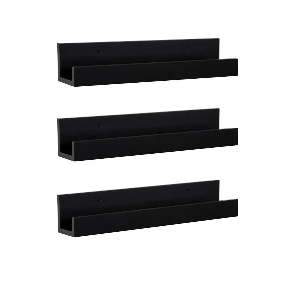 Kate and Laurel Levie 4 in. x 18 in. x 4 in. Black MDF Floating