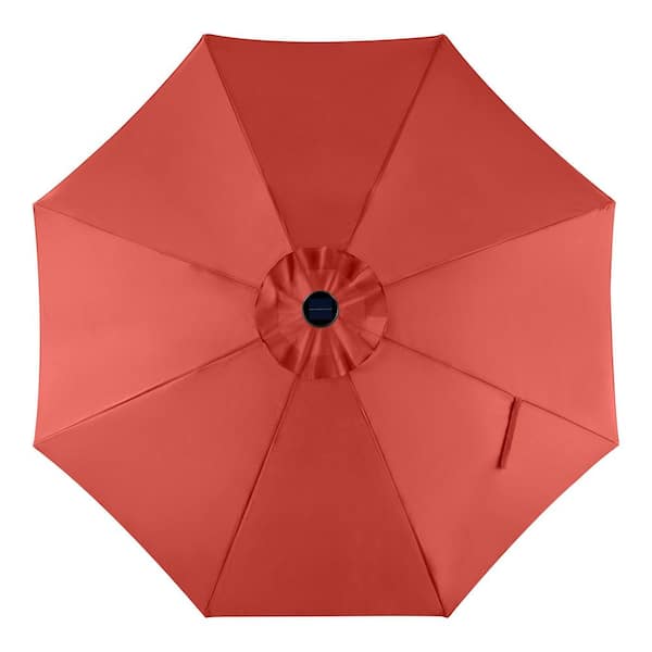 hampton bay patio umbrella chili red Chilli Color Table Outdoor 90 In. L X 90 In. W X 92.4 In. H Size, Crank Lift Push Button Tilt Iron Pole 6 Powder-Coated Steel Ribs Add a pop of color to your deck or patio and stay cool at the same time with the Hampton Bay 9 ft Hampton Bay 11 ft. Cantilever