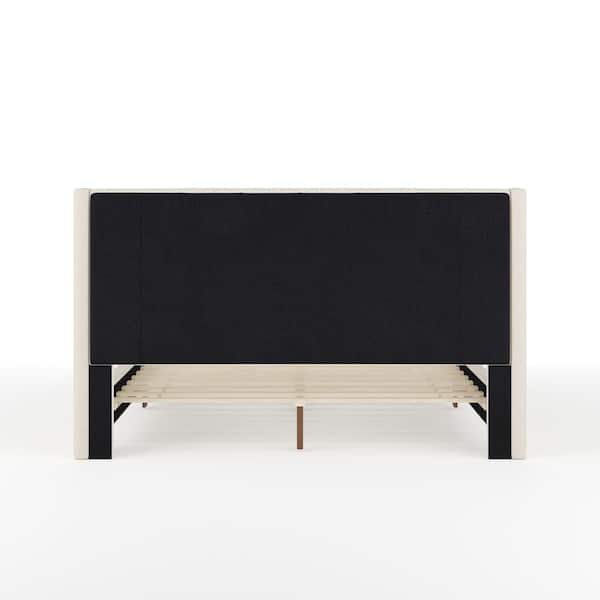 Betty枠 MARTHA STEWART Britta Beige Wood Frame Queen Platform Bed