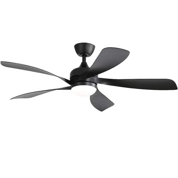 Sofucor 52 In Indoor Outdoor Modern Black Downrod Ceiling Fan With Led Lights And 6 Speed Dc