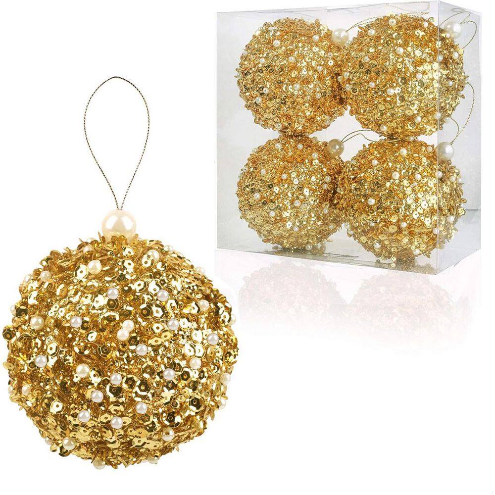 4-Piece 4.25 in. Gold Shatterproof Christmas Balls, Tree and Party Decor price history on PriceWatchPro