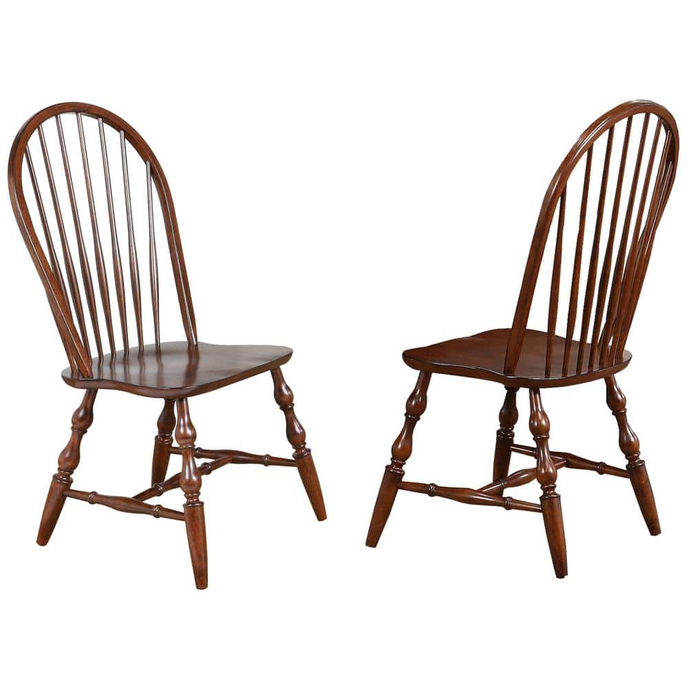 Andrews Distressed Chestnut Brown Solid Wood Dining Side Chair (Set of 2)