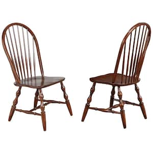 Andrews Distressed Chestnut Brown Solid Wood Dining Side Chair (Set of 2)