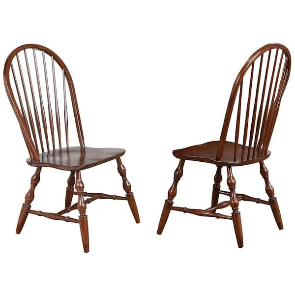 AndMakers Andrews Distressed Chestnut Brown Solid Wood Dining Side Chair (Set of 2)