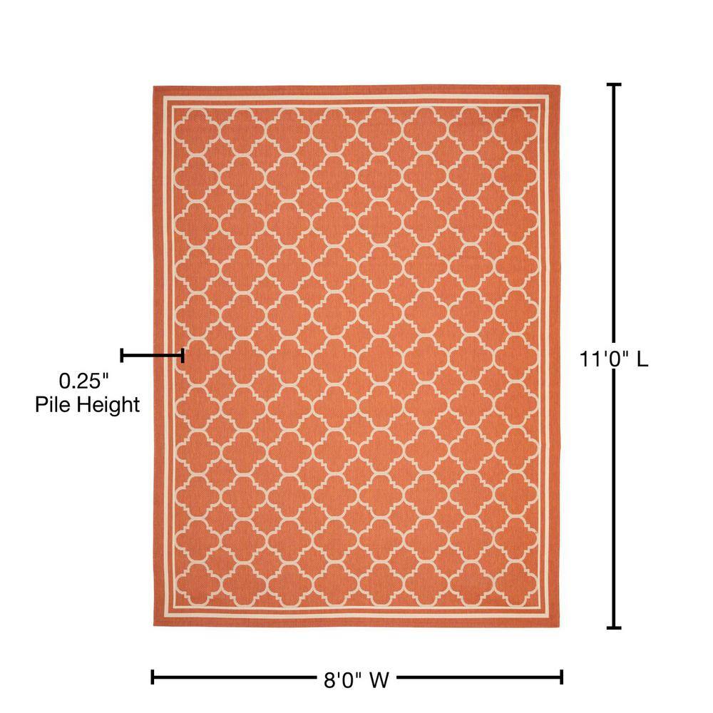 Terracotta & Bone Synthetic Easy-Care Rectangular Rug 8' x 11'
