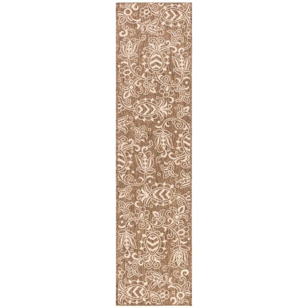Beach House Brown/Beige 2 ft. x 8 ft. Abstract Medallion Indoor/Outdoor Runner Rug