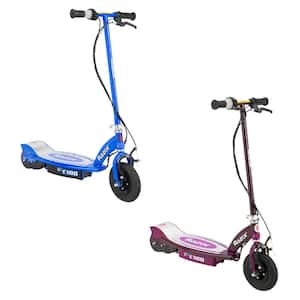 E100 Motorized Rechargeable Kids Electric Toy Scooters, 1 Purple and 1 Blue