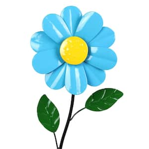 5 in. W Mini Kinetic Daisy 1.33 ft. Blue Metal Garden Stake