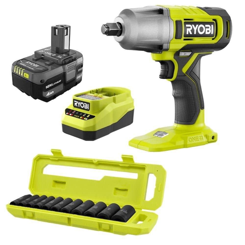 ONE+ 18V Cordless 1/2 in. Impact Wrench Kit with 4.0 Ah Battery with 1/2 in. SAE Deep Impact Socket Set (11-Piece) price history on PriceWatchPro