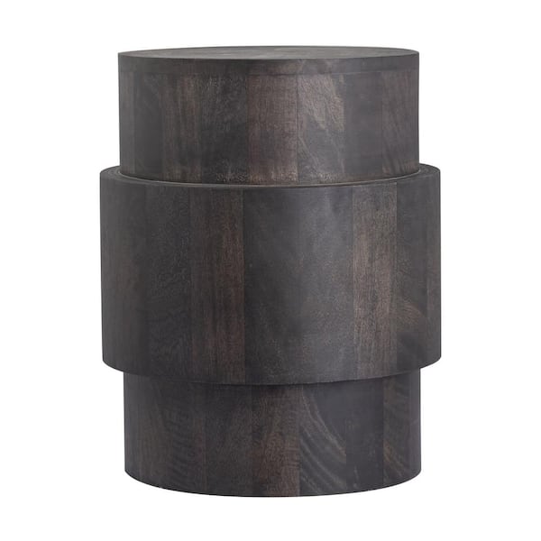Unbranded Starks 15 in. Blackwash Round Wood Accent Table