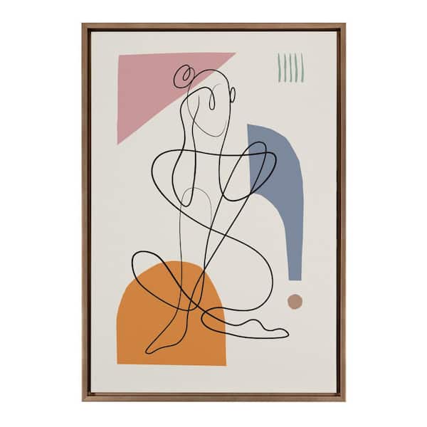Kate and Laurel Sylvie Thinking of You 1-Piece Gold Framed Canvas Art Print, 33.00 in. x 23.00 in.