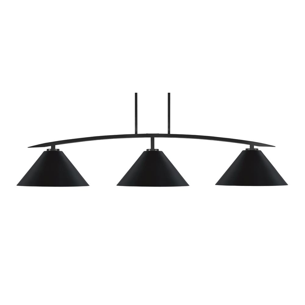 Siena 3-Light Matte Black Billiard Light with 14 in. Matte Black Metal Shad