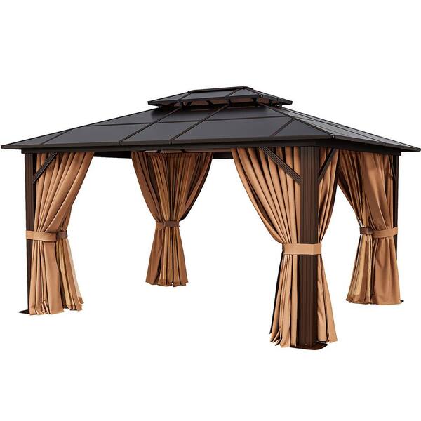 VEIKOUS 12-ft x 10-ft Hardtop Rectangle Black Metal Steel