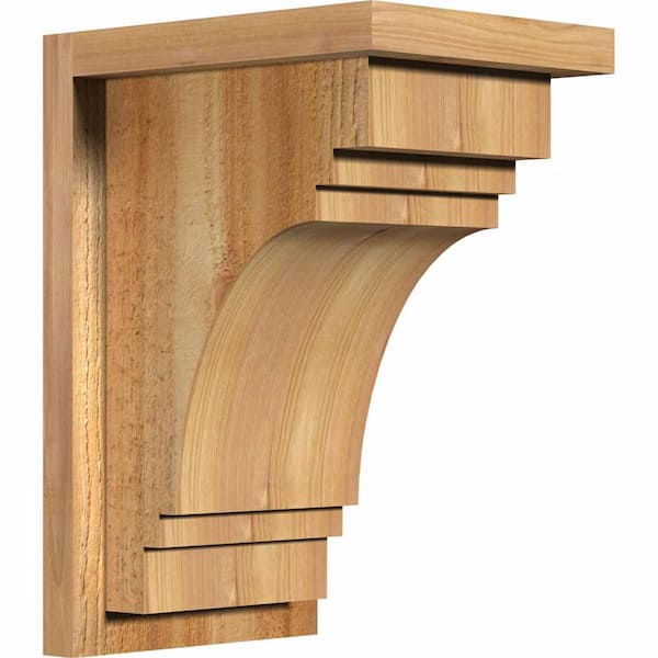 Ekena Millwork 8 in. x 10 in. x 14 in. Western Red Cedar Pescadero Rough Sawn Corbel with Backplate