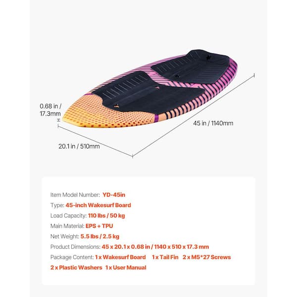 SKYSHALO 45 in. Wakesurf Board for Youth (up to 110 lbs. ) with