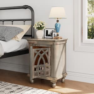 Forgia Farmhouse Style Nightstand with Storage, Antique Grey