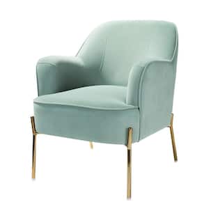 Nora Modern Sage Velvet Accent Chair with Gold Metal Legs