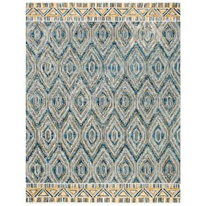 Aspen Blue/Gold 10 ft. x 14 ft. Border Ikat Area Rug