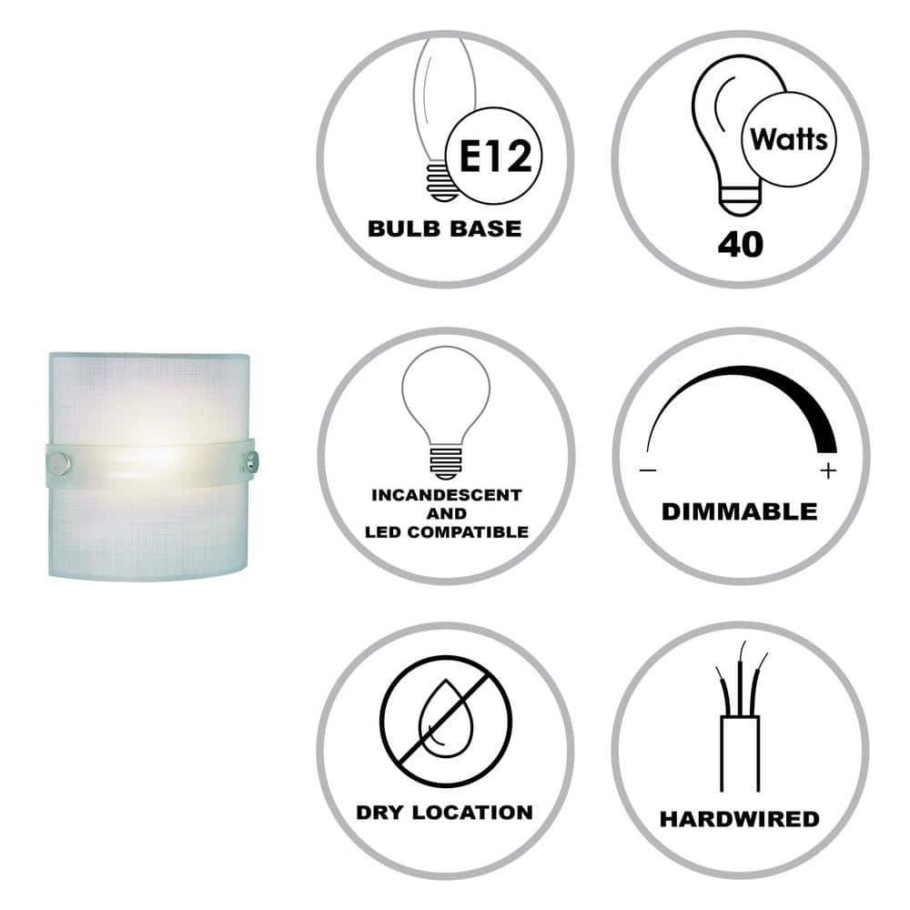 Elegant Polished Chrome 8" Dimmable Wall Sconce with Frosted Glass