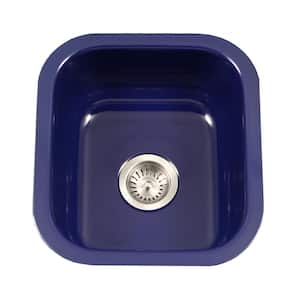 Houzer Porcela 17 in. Navy Blue Porcelain Enamel Steel Undermount Single Bowl Bar Sink - PCB-1750 NB