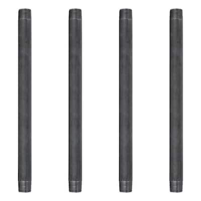 3/4 in. x 12 in. Black Industrial Steel Grey Plumbing Nipple (4-Pack)