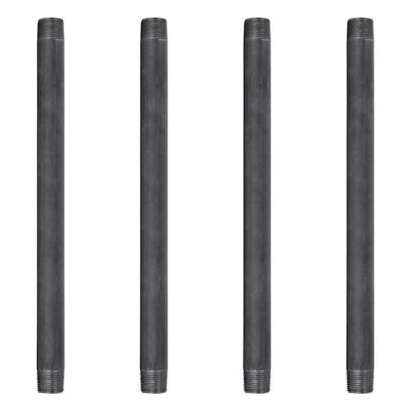 3/4 in. x 12 in. Black Industrial Steel Grey Plumbing Nipple (4-Pack)