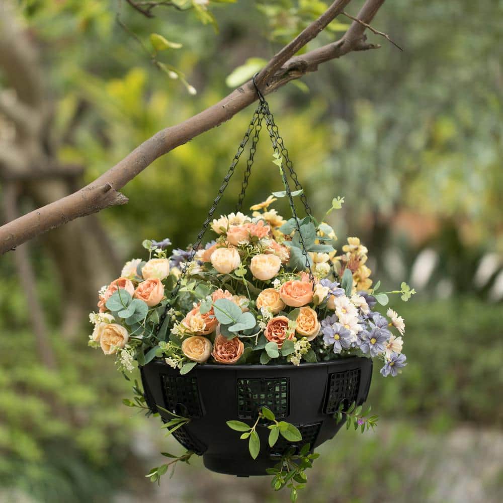 Black Durable Plastic Lace Hanging Outdoor Flower Planter
