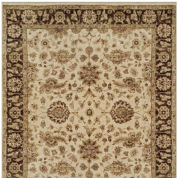 4 x 6 Ivory, Brown, Gold Oriental Area Rug
