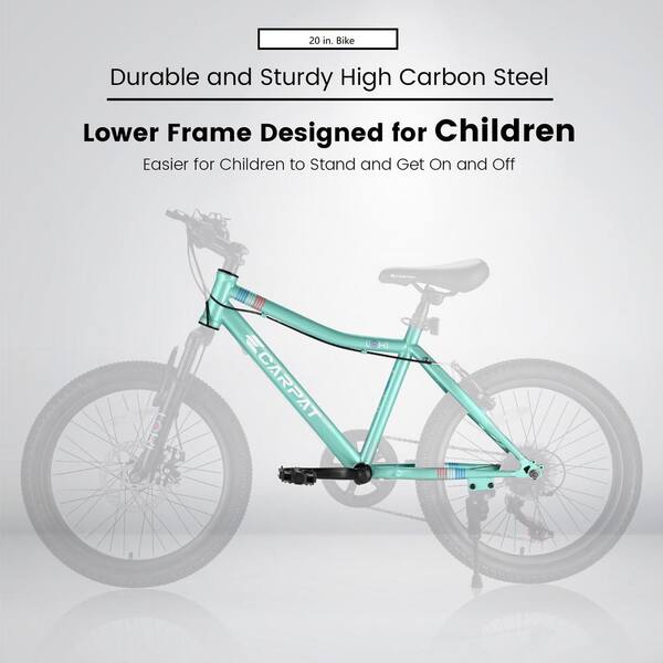 Unbranded - 20 in. Mountain Bike, Steel Frame Bicycle with 7 Speed in Green for Ages 8-12
